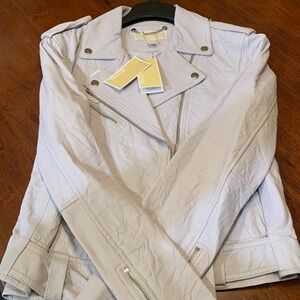 Authentic, brand new with tags Michael Kors lavender rare color Leather Jacket L